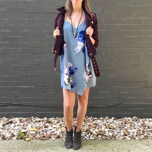FREE PEOPLE Blue Floral Slip Dress